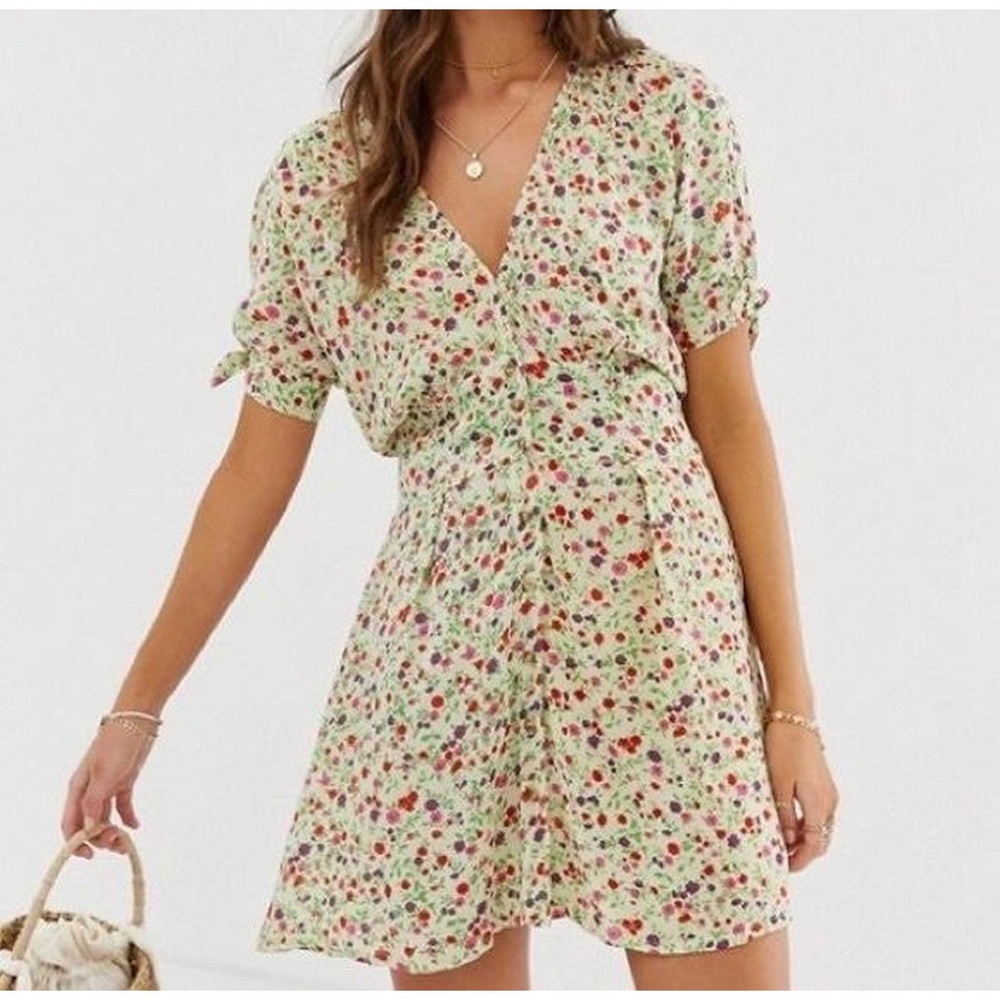 NWT FAITHFULL THE BRAND Sz 4 S MARIANNE MINI DRESS BASTILLE FLORAL PRINT Cottage